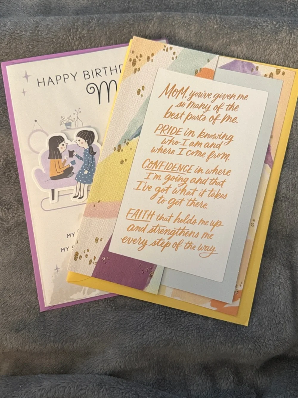 🌻 Bundle of 2 Hallmark Happy Birthday Mom Cards